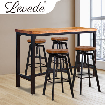 Levede 5pcs Bar Table Barstools Industrial-1942353345440256006