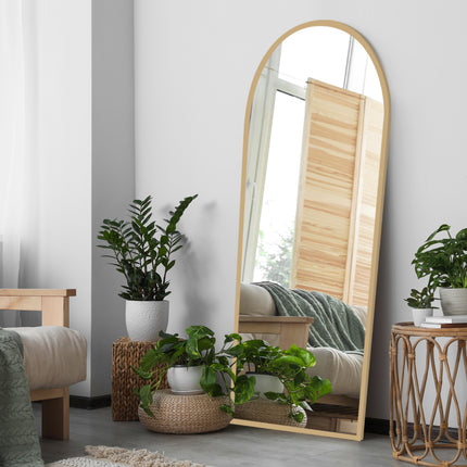 Yezi Floor Mirror Full Length Mirrors 1.8M Gold White-1973193813853868039