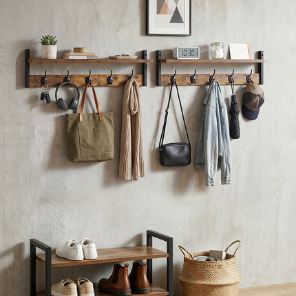 Levede Coat Rack Shelf Wall Mounted Entryway Double Hook Wall Floating Hat Rack-2050059009775505415