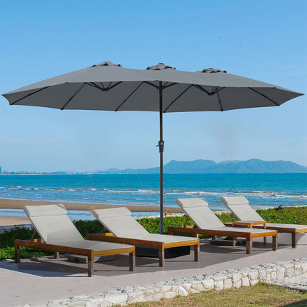 Centra 4.5M Double-sided Patio Umbrella Outdoor Umbrella Base Stand Grey-1954802422140506119