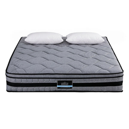 Giselle King 34cm Euro Top Pocket Spring Mattress with 2 Feather Down Pillows Set