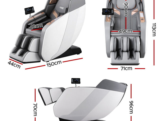 Livemor 4D Massage Chair Electric Recliner Double Core Mechanism Massager ROWA White