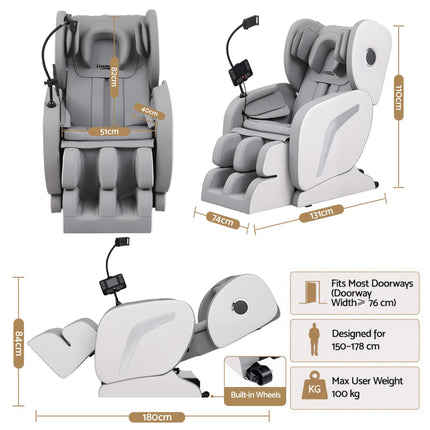 Livemor Full Body Massage Chair VEGA, Foot Roller, Waist & Calf Heat, Recliner, Airbags Compression