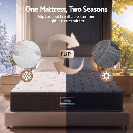 Giselle King Reversible Spring Mattress Cashmere Cover Gel Foam Firm 35cm