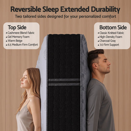 Giselle Queen Reversible Spring Mattress Cashmere Cover Gel Foam Firm 35cm