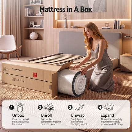 Giselle Queen Reversible Spring Mattress Cashmere Cover Gel Foam Firm 35cm