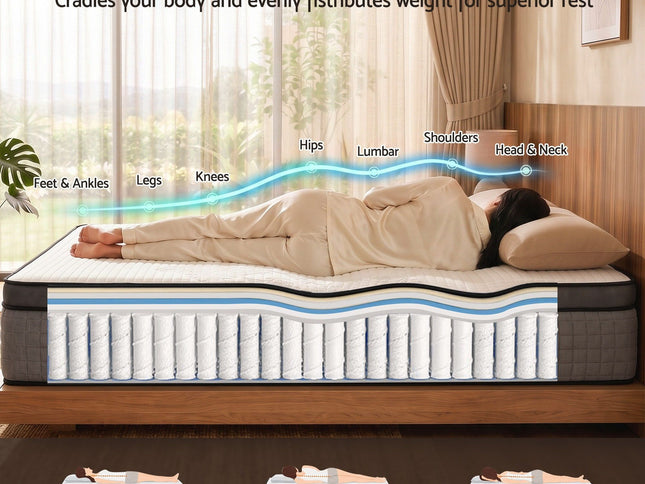 Giselle Bedding King Mattress 37cm 4-in-1 Adjustable Firmness Cooling Gel Memory Foam Dual-Zone Flippable for Couples