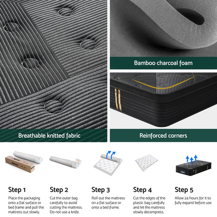 35cm Giselle Mattress King Single Bed Bamboo Pocket Firm Foam