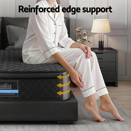 Giselle Bedding Mattress 34cm 5-Zone Pocket Spring Egg-crate Memory Foam Double