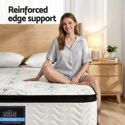 Giselle Bedding 30cm Mattress Pocket Spring Medium Firm Foam Euro Top Double