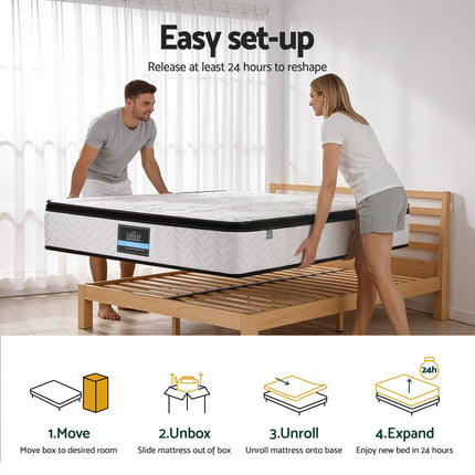 Giselle Bedding 30cm Mattress Pocket Spring Medium Firm Foam Euro Top Queen