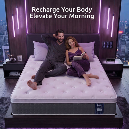 Levitex King Mattress Lumbar Support, 5-Zone Pocket Springs & 2-Row Hardened Edges for Deep Sleep, Cooling Gel Memory & Egg-Crate Foam