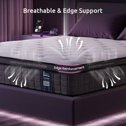 Levitex King Mattress 2 Rows Edge Support for Deep Sleep 5-Zone Ergonomic Pocket Spring Breathable Corrugated Sponge Medium Firm 30CM