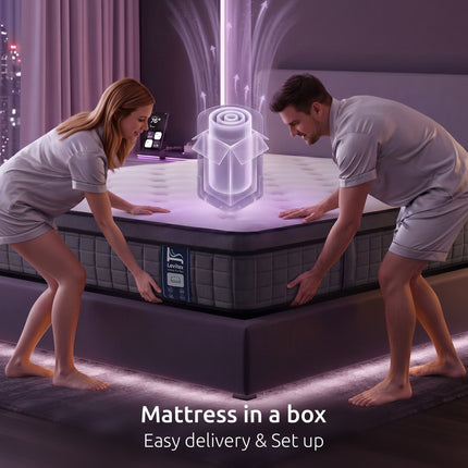 Levitex King Mattress 2 Rows Edge Support for Deep Sleep 5-Zone Ergonomic Pocket Spring Breathable Corrugated Sponge Medium Firm 30CM