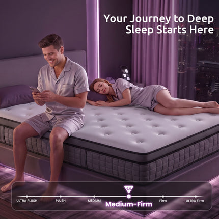 Levitex Queen Mattress 2 Rows Edge Support for Deep Sleep 5-Zone Ergonomic Pocket Spring Breathable Corrugated Sponge Medium Firm 30CM