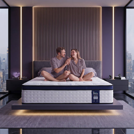 Levitex 35CM Queen Mattresses Gel Memory Foam and 7-Zone Ergonomic Pocket Spring, Anti-Roll Dual-Row Edge, Undisturbed Deep Sleep For Restless Couples, Triple Cooling System