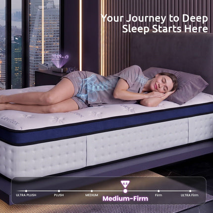 Levitex 35CM Single Mattresses Gel Memory Foam and 7-Zone Ergonomic Pocket Spring, Anti-Roll Dual-Row Edge, Triple Cooling System for Hot Sleepers