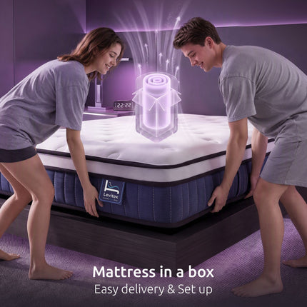 Levitex King Mattress 23CM With Pocket Spring & Cooling Gel Foam, Medium-Firm Full-Body Support, Mattresses In A Box
