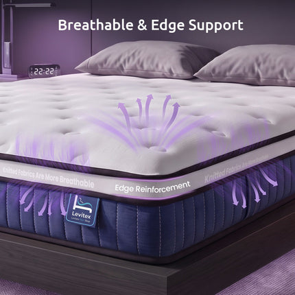 Levitex Queen Mattress 23CM With Pocket Spring & Cooling Gel Foam, Medium-Firm Full-Body Support, Mattresses In A Box