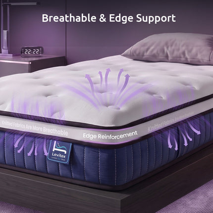 Levitex Single Mattress 23CM With Pocket Spring & Cooling Gel Foam, Medium-Firm Full-Body Support, Mattresses In A Box