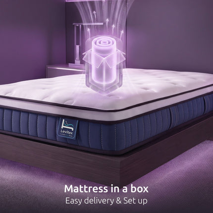 Levitex Single Mattress 23CM With Pocket Spring & Cooling Gel Foam, Medium-Firm Full-Body Support, Mattresses In A Box