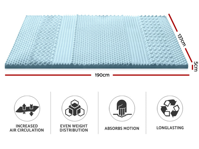 Giselle Bedding Memory Foam Mattress Topper 7-Zone 5cm Double