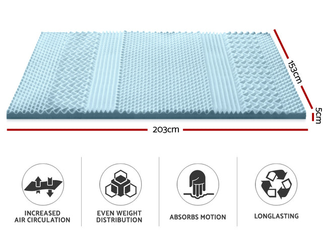 Giselle Bedding Memory Foam Mattress Topper 7-Zone 5cm Queen
