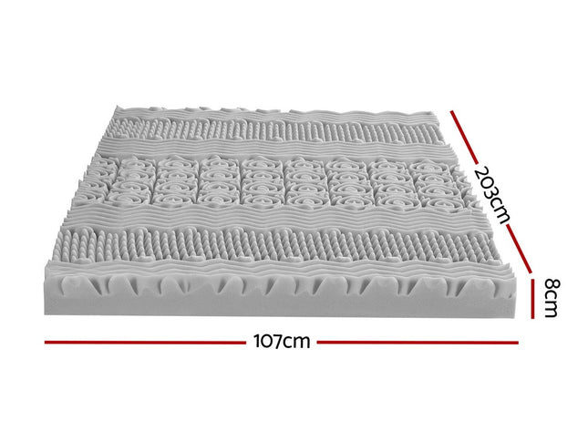 Giselle Bedding 8cm Memory Foam Mattress Topper 7-Zone Graphite King Single