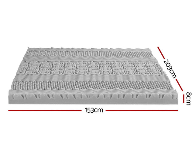Giselle Bedding 8cm Memory Foam Mattress Topper 7-Zone Graphite Queen