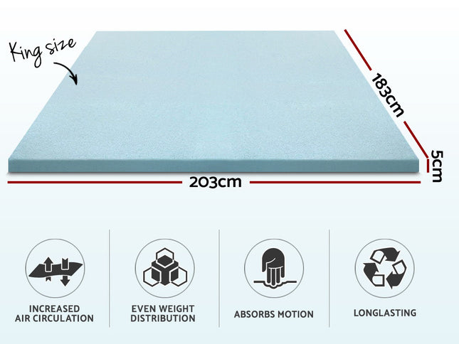 Giselle Bedding Memory Foam Mattress Topper Cool Gel 5cm King