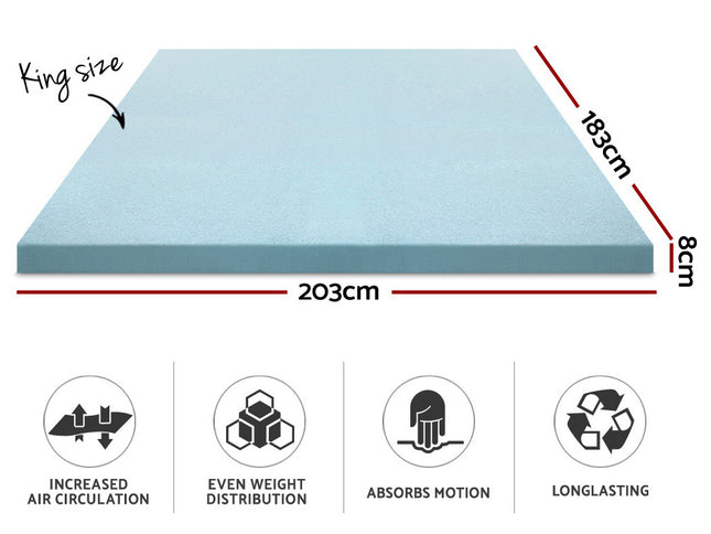 Giselle Bedding Memory Foam Mattress Topper Cool Gel 8cm King