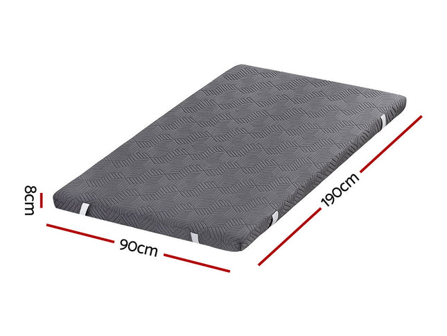Giselle 8cm Memory Foam Mattress Topper Gel Dual Layer Foam Bamboo Single