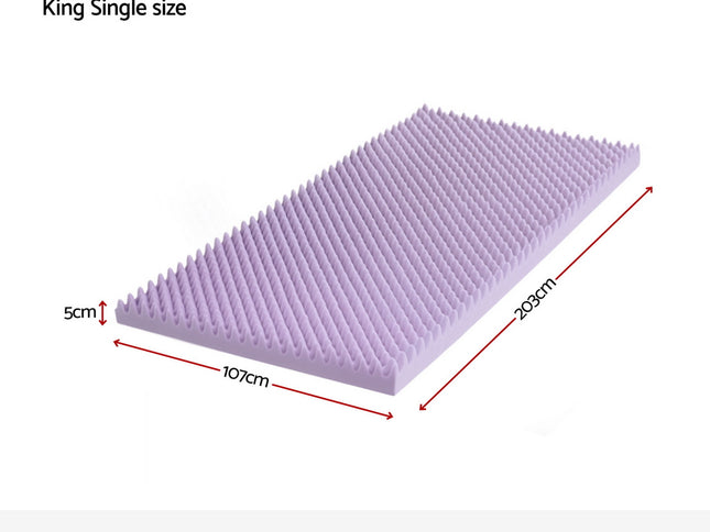 Giselle 5cm Memory Foam Mattress Topper Lavender Infused Egg Crate King Single
