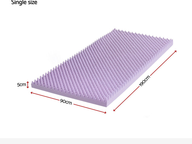 Giselle 5cm Memory Foam Mattress Topper Lavender Infused Egg Crate Pad Mat Single