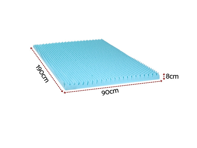 Giselle 8cm Memory Foam Mattress Topper Gel Egg Crate Foam Bamboo Single