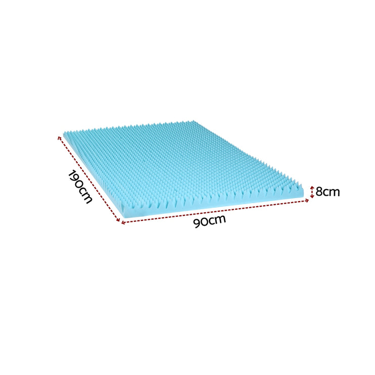 Giselle 8cm Memory Foam Mattress Topper Gel Egg Crate Foam Bamboo Single