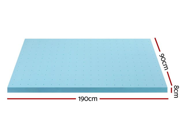 Giselle Bedding Memory Foam Mattress Topper Ventilated Cool Gel 8cm Single