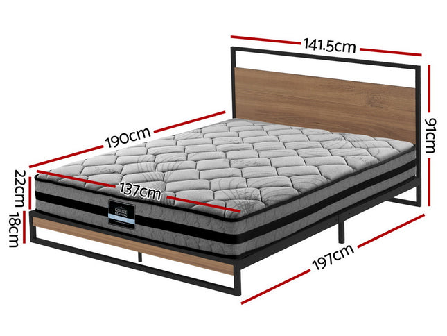 Artiss  Metal Bed Frame Double Size Beds Platform with Mattress