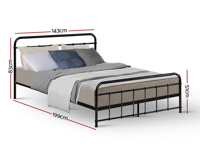 Artiss Bed Frame Metal Bed Frame LEO - Double (Black)