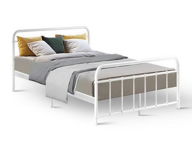 Artiss Bed Frame Metal Bed Frame LEO - Double (White)