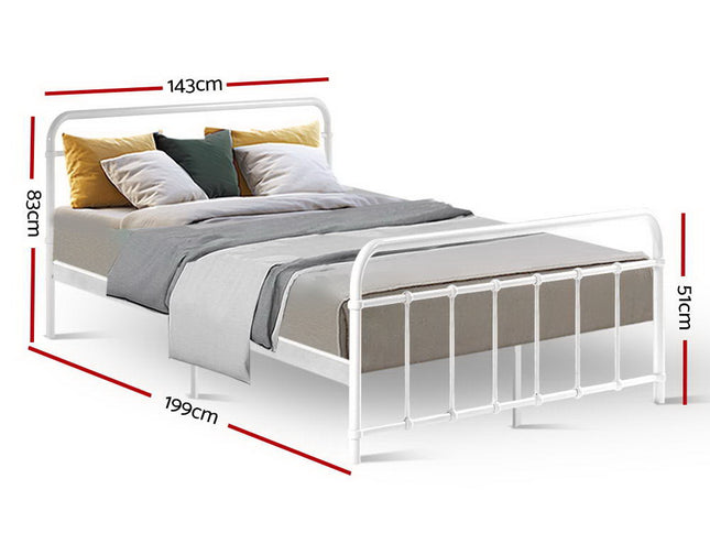 Artiss Bed Frame Metal Bed Frame LEO - Double (White)