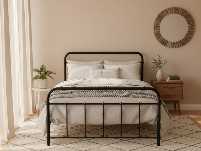 Artiss Bed Frame Metal Bed Frame LEO - King Single(Black)
