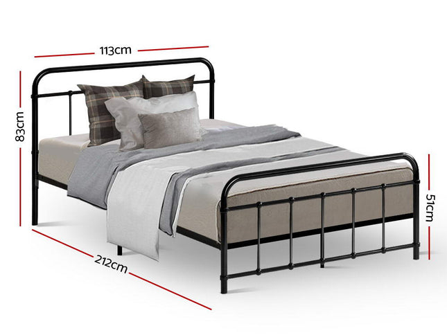 Artiss Bed Frame Metal Bed Frame LEO - King Single(Black)