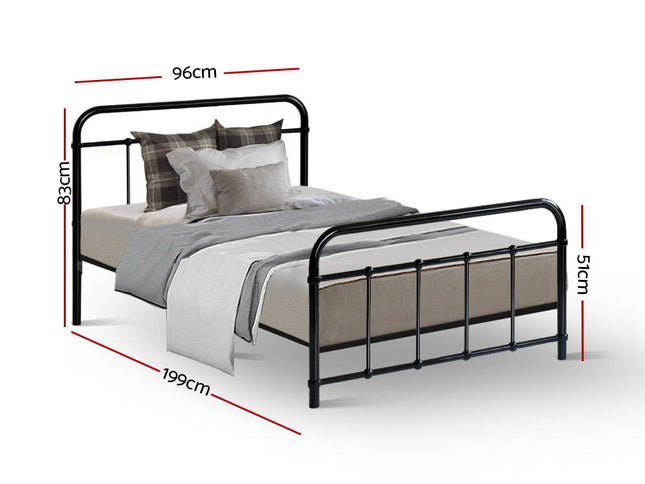 Artiss Bed Frame Metal Bed Frame LEO - Single (Black)
