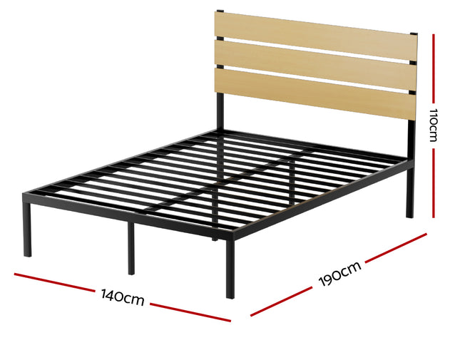 Artiss Bed Frame Double Size Metal Base Mattress Platform Foundation Black PAULA