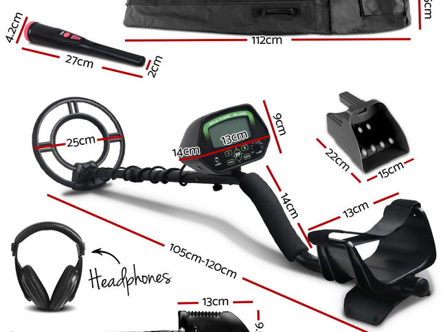 Metal Detector 220MM Deep Sensitive Waterproof Pinpointer Treasure Hunter Shovel
