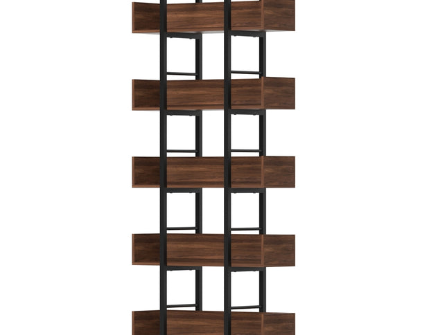 Artiss Bookshelf 5-Tier Bookcase Display Shelves Metal Storage Stand Rack Walnut