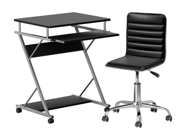 Artiss Computer Desk Office Chair Set Desks with Keyboard Shelf Try Black