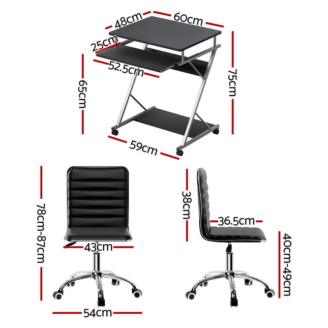 Artiss Computer Desk Office Chair Set Desks with Keyboard Shelf Try Black