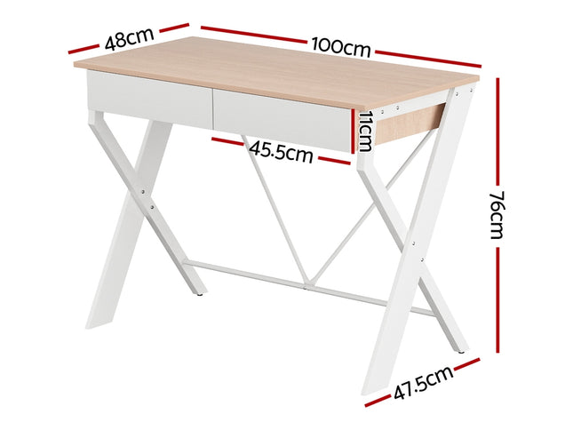 Artiss Computer Desk Drawer Oak 100CM